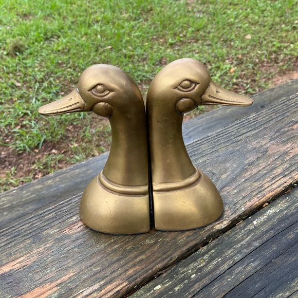 Mid Century Solid Brass Duck Bookends
